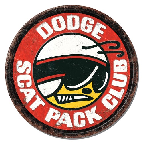 Dodge Scat Pack VOLLGEPRÄGTES rundes Schild Wanddekor 11,75" Zoll Made in USA - Bild 3 von 4