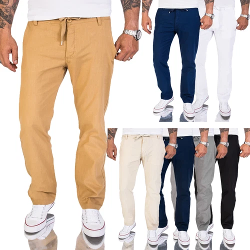 Herren lockere Sommerhose Baumwolle Leine Regular Fit RC-2152