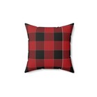 Spun Polyester Square Pillow with Red Plaid Print