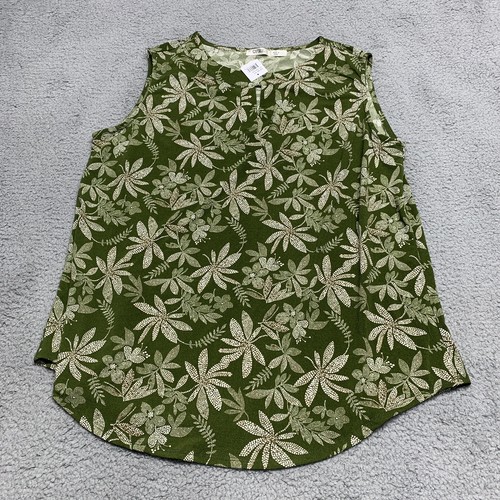 CURE Blouse Women's Size 3XL Green White Floral Sleeveless Keyhole Neck Top NWT - Picture 7 of 17