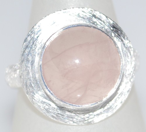 Pink Rose Quartz Sterling Silver Ring 925 Solitaire Gemstone Sizes 5½, L to 12,Y - Picture 3 of 5