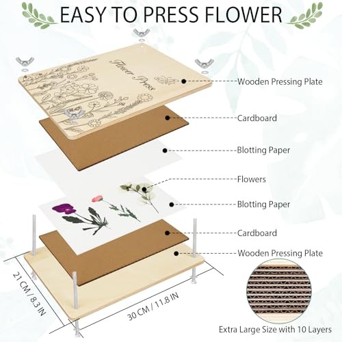 Sanlebi große Blumenpresse für Erwachsene Kinder - 11,8 x 8,3 Zoll (30 x 21 cm) 10 Schichten - Bild 2 von 5