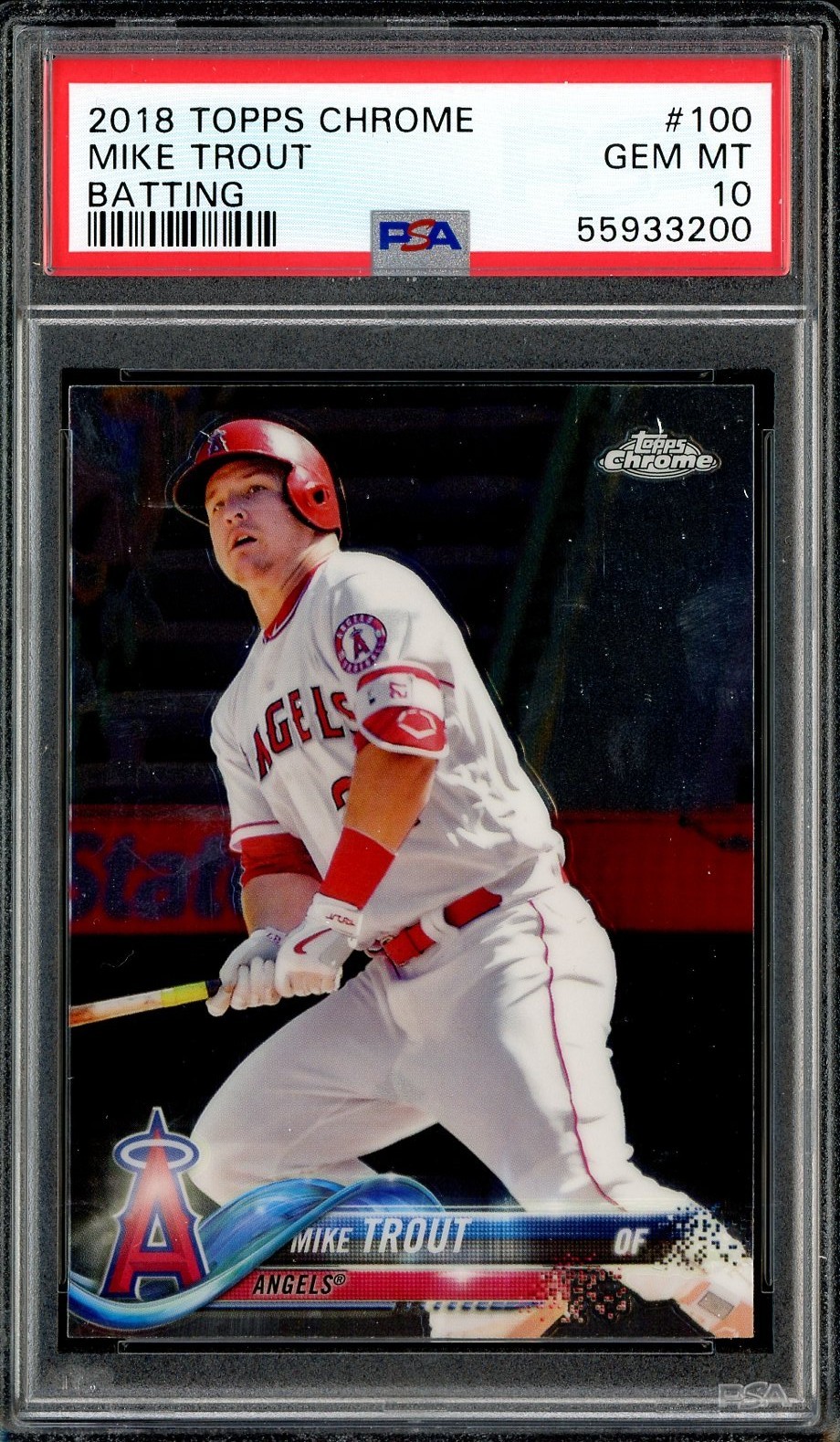 2018 Topps Chrome #100 Mike Trout Batting Angels PSA 10 GEM MINT