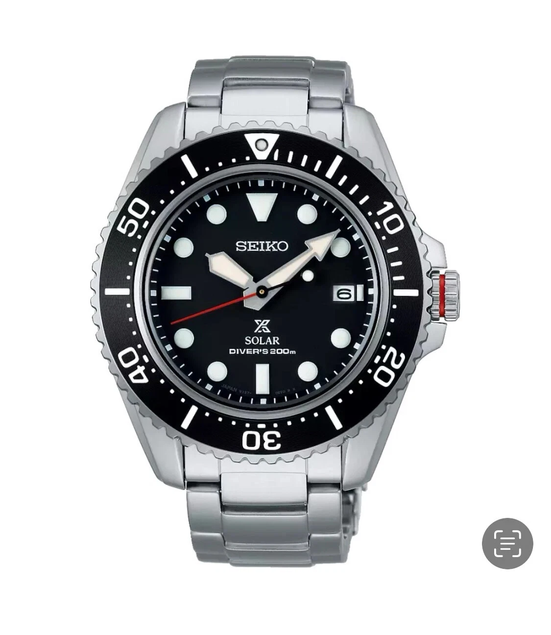 Seiko Men’s Prospex Diver's Solar Black Dial Stainless Steel Watch SNE589