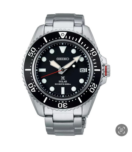 Seiko Men’s Prospex Diver's Solar Black Dial Stainless Steel Watch SNE589