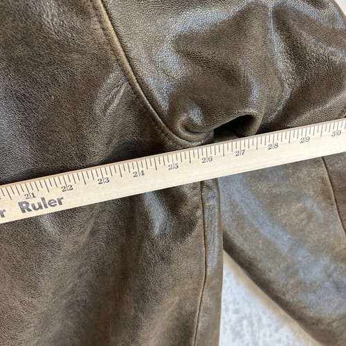 Chaqueta bombardero LL Bean vintage para hombre talla XL alta marrón piel de cabra cremallera completa - Imagen 8 de 9