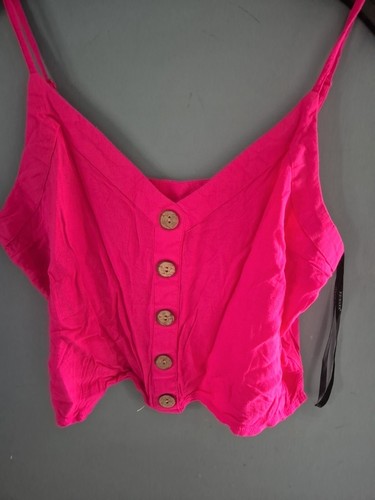 Primark Size 14 Pink Button Front Sleeveless Cropped Top (325/156) - Afbeelding 2 van 2