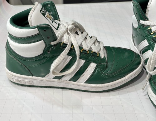 Sz 9 mens Adidas top ten patent leather green high top men's shoes. 2022 glossy - Bild 8 von 10