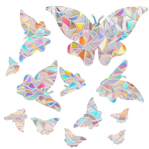 12 piezas forma de mariposa - ventana sujeta calcomanías de ventana anticolisión para - Imagen 11 de 12