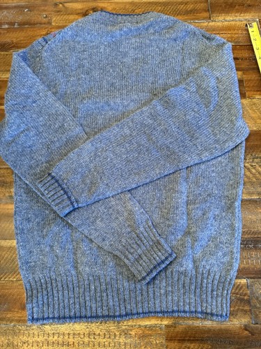 Vtg Jean Michaud Shetland Wool Blend Sweater Sz M Blue Stripes - Picture 9 of 9