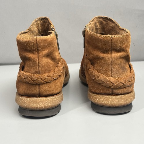 Born Boots Women's 9.5 Brown Suede Leather Toya Woven Strap Zip Up Ankle Booties - Picture 4 of 24