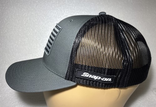 Snap On Tools Hat American Flag Logo Black & Grey Trucker Snapback Cap - Picture 4 of 8
