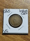1865 Indian Head Cent Penny Nice VG Very Good Better Date US 1c Coin (Raw18077)