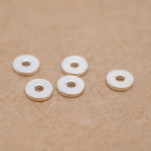 Moneda redonda de plata de ley 925 4,5 mm cuentas espaciador de disco para pulsera A5438 - Imagen 3 de 4