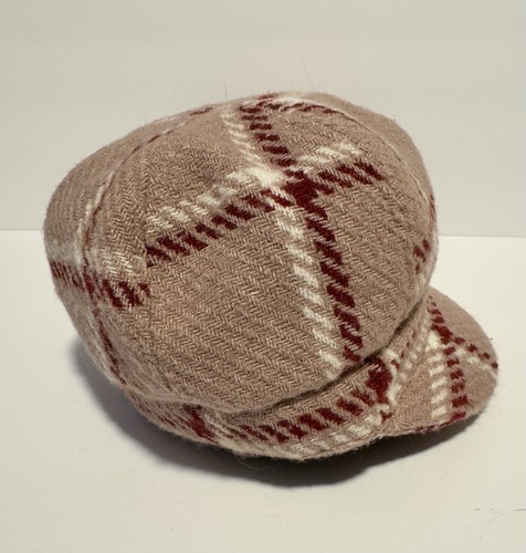 Newsboy Cap Hat Pink & Tan Plaid Women One Size Off brand. - Picture 2 of 9