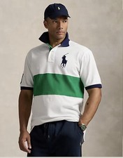 Polo Ralph Lauren Big Pony Mesh Polo Shirt in White ColorBlock 3 Men 3XB NWOT