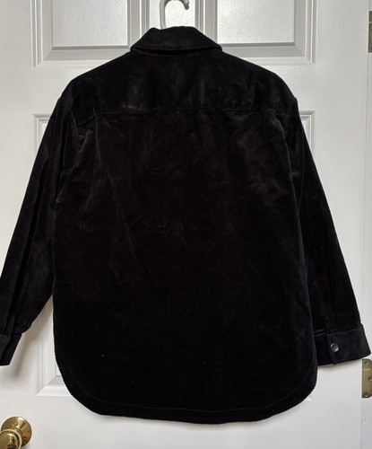 GAP WOMEN'S CORDUROY SHACKET BLACK SHIRT SIZE MP BUTTON DOWN TWO POCKETS - Picture 3 of 6
