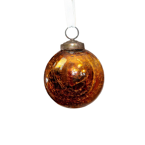 Christbaumkugeln, Krakeliertes/frozen Glas, Orange, Weihnachten, 6er Set - Bild 4 von 4