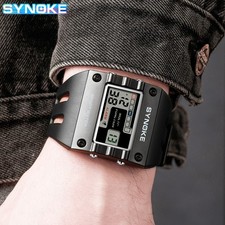 Men Square Watch Alloy Sport Watch Large LED Screen Waterproof Digital Backlight