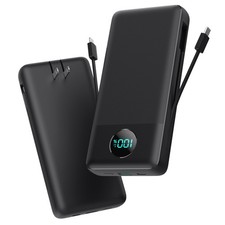 Portable Charger 33800mAh USB C Power Bank with Built-in Cables & AC Wall Plu...