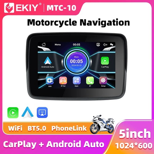 Wireless CarPlay Moto 5.0 inch Portable Digital Motorcycle Dashboard GPS Navigat - Picture 1 of 24