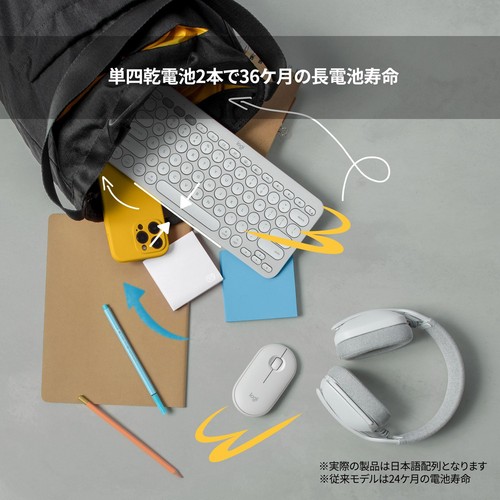 Logitech Wireless Keyboard PEBBLE KEYS 2 K380sOW Thin Lightweight 415g Off White - Picture 6 of 6
