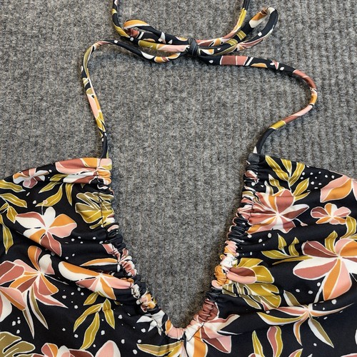 Volcom Womens Small Fronds Forever Swimsuit 1 Piece Adjustable Black Floral NEW - Picture 5 of 11