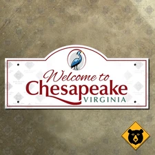 Welcome to Chesapeake Virginia city limit boundary sign 27x12