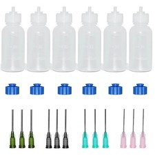 6Pc 30ml Clear Precision Applicator Bottle ,12Pcs Needle Tip, Squeeze Bottle HOT