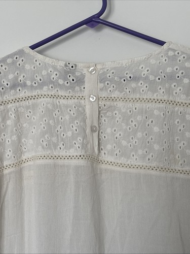 Túnica blanca Sacred Threads detalles de ojales NUEVO Cottagecore refinado hippie talla XL - Imagen 8 de 10