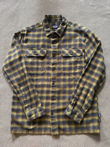 Patagonia Mens Fjord Flannel Shirt Midweight Long Sleeve Button Up Brown Sz M