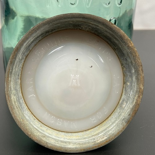 Sehr schönes MASON'S PATENT 1858 halbe Gallone Obstglas mit starkem Grünton & Deckel - Bild 9 von 12