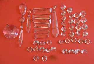 Vintage Crystal Glass Chandelier Mixed Lot 48 pcs For Parts or Crafts