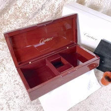 Authentic Cartier Jewelry Mahogany Watch Wooden Box VIP Gift Item with Loupe