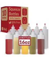 Reli. Plastic Squeeze Bottles, 16 oz. | 10 Pack | Condiment Squeeze Bottles for 
