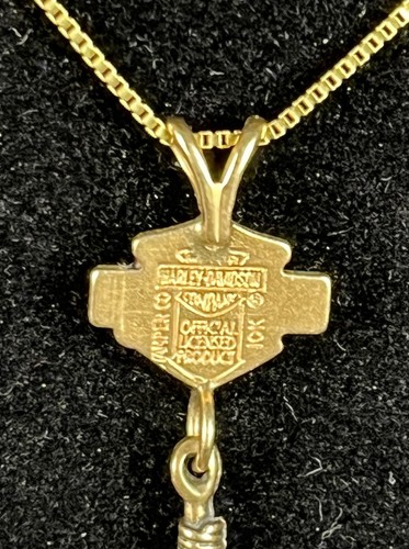 "Cadena de oro de 14 k Harley Davidson de colección con colgante de oro de 10 k collar delgado para mujer de 10""" - Imagen 3 de 8