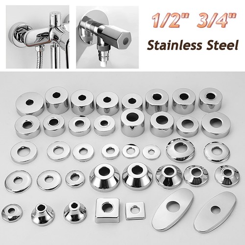 1/2" 3/4" Edelstahl Rosettenabdeckung Wasserhahn Zubehör Wasserhahn Abdeckung Blende - Bild 1 von 34