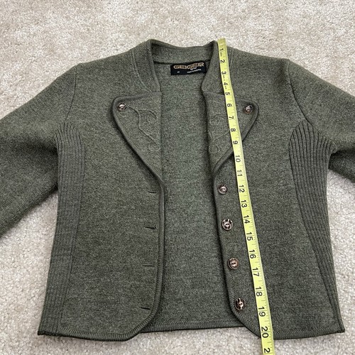 Geiger Tyrol Vintage Wool Green Cardigan Sweater Women Size 42 Made In Austria - Picture 14 of 18