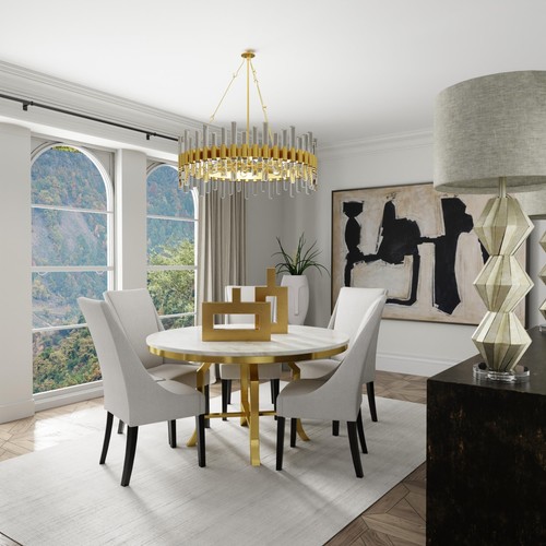 Priestly - Table Lamp - Brushed Silver Finish - Heathered Gray Hardback Shade - Picture 2 of 3