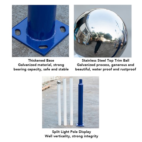 Street Light Pole Outdoor Lamp Post 13ft Height Split Structure For Court - Picture 2 of 12