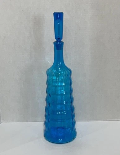 thrift.binge purchase only: 21" Blenko Glass Turquoise Blue Beehive Decanter