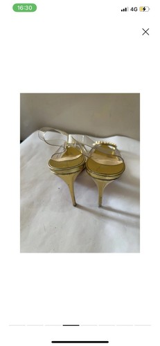 Christian Louboutin Open Toe Clear Spikes Pumps Gold size 39 - Picture 3 of 7