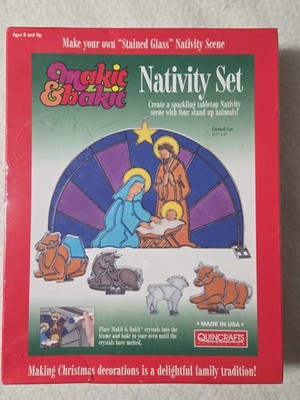 Makit & Bakit NATIVITY SET Make Your Own Stained Glass Kit #50259 SEALED!