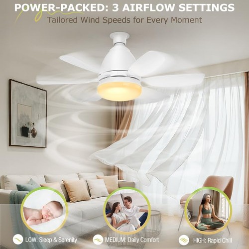 Steckdosenventilator Leuchte Deckenventilatoren mit Beleuchtung und Fernbedienung, dimmbar LED 3 Farben 3... - Bild 2 von 7