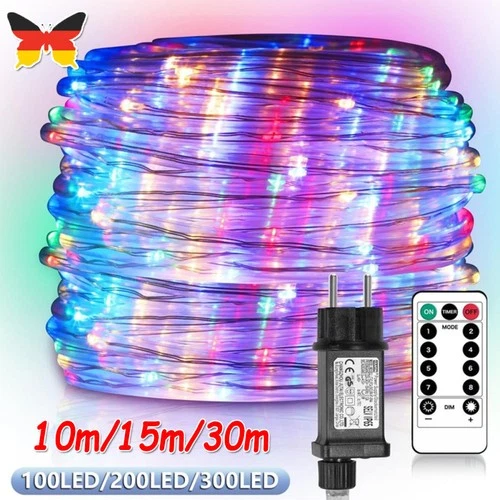 30m LED Lichtschlauch Lichterschlauch Garten Deko Außen Innen IP65 Lichterkette
