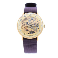 Vintage Caravelle Skeleton Dial Men's Mechanical Wristwatch Swiss Gold Tone 2