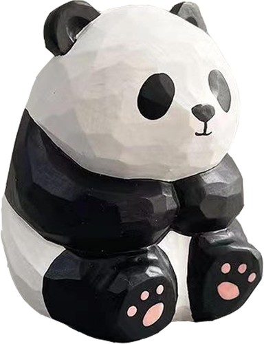 Handcarved Wooden Panda Statue Figurine Ornament Carving Animal Statue...