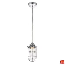 Tiago Silver Glass Shade Pendant Lamp - 5x5x43" Modern ETL Ceiling Fixture