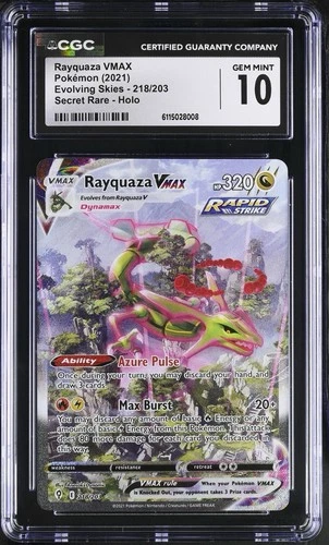 CGC 10 GEM MINT Pokemon Rayquaza VMAX Full Art 2021 SWSH Evolving Skies #218