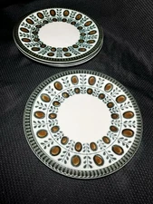 1966 MCM Vintage Boch Noix Belgian Salad  Plates Set of 4 7.5” Inch Ceramic MCM